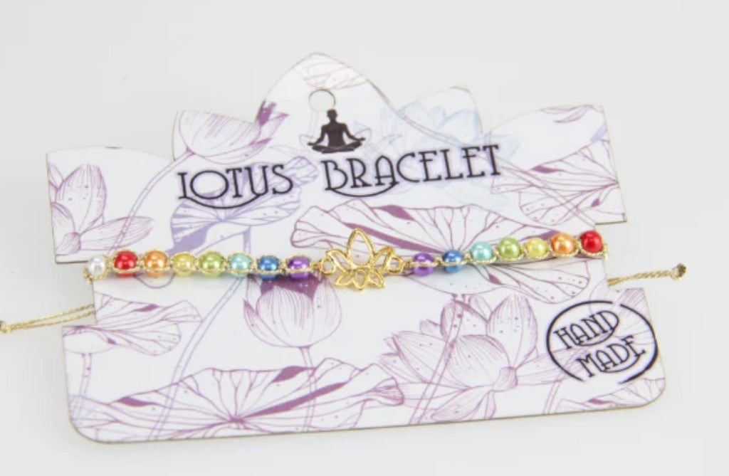 Chakra Lotus Bracelet 7 Chakra Beads ~ Lotus Charm ~ 2 designs