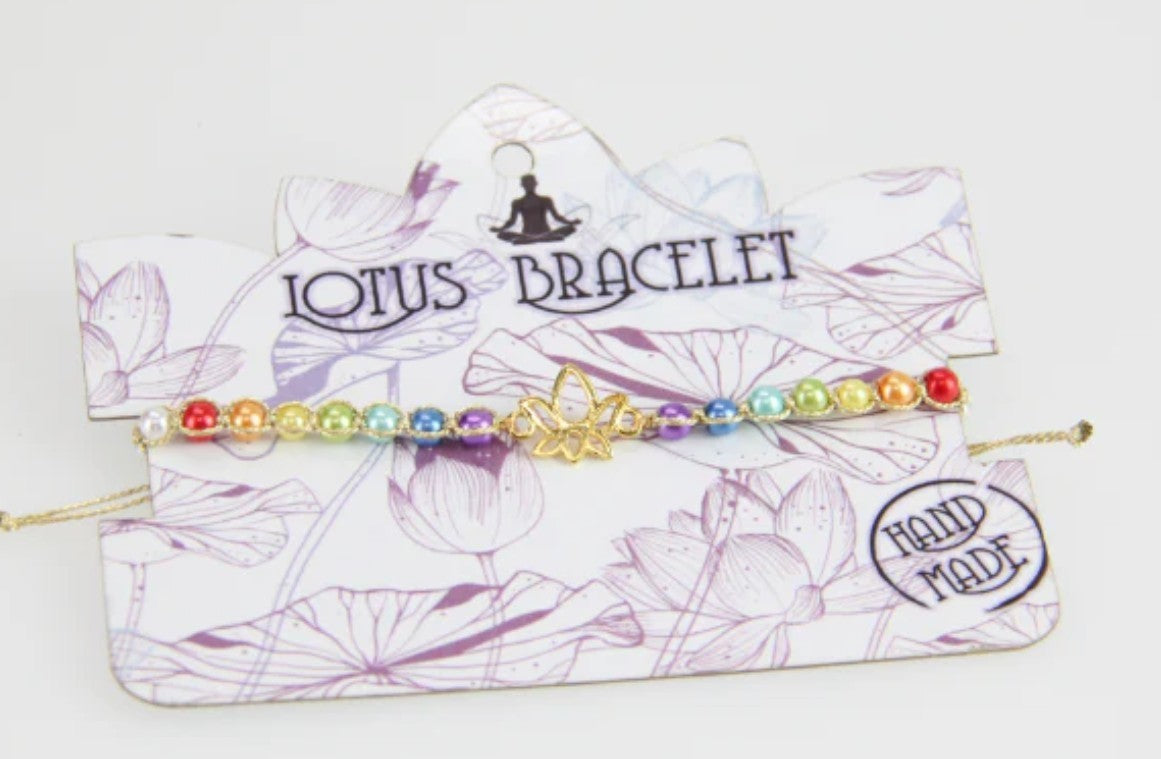 Chakra Lotus Bracelet 7 Chakra Beads ~ Lotus Charm ~ 2 designs