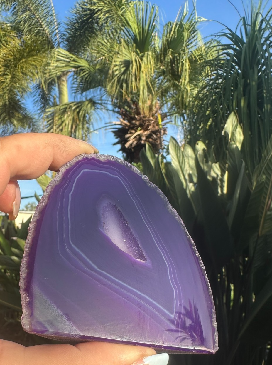 Purple Agate Druzy Slice ~ Crystal Geode Polished Display ~ 80mm 208g
