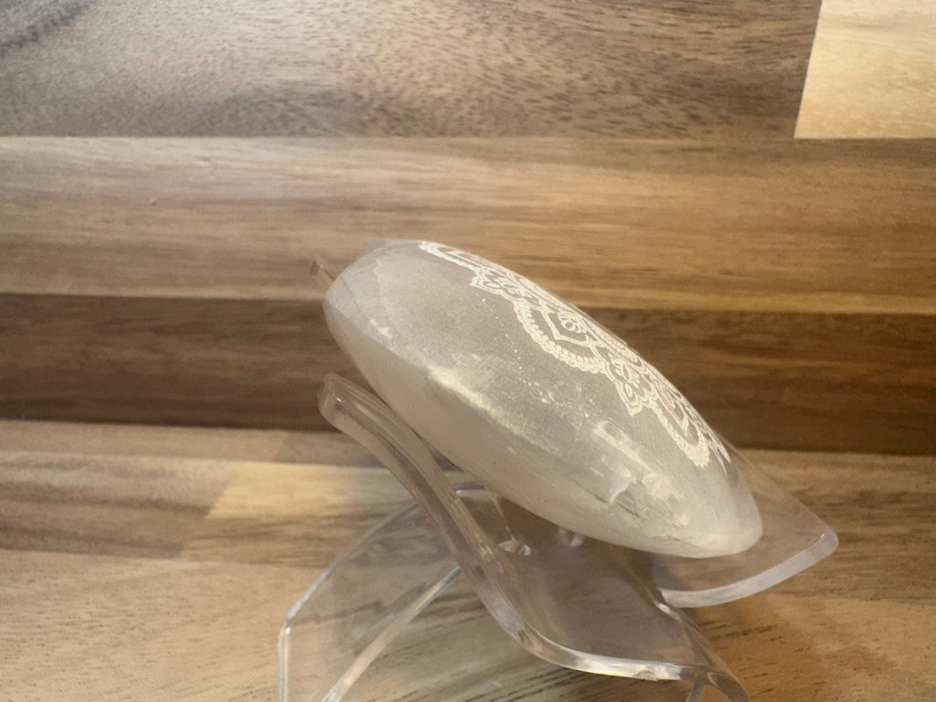 Hand Carved Selenite Heart Crystal ~ Cleanse • Calm • Protect Your Space