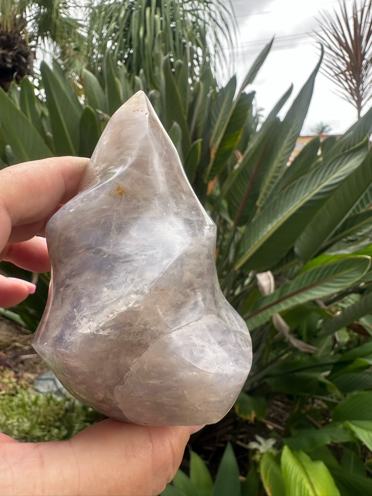 Blue Rose Quartz Flame ~ Crystal Natural Polished Healing Stone Display ~ A