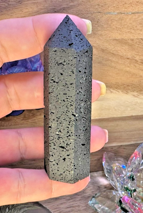 Black Lava Stone Tower – 90mm Volcanic Obelisk ~ Diffuser ~ Reiki ~ Meditation