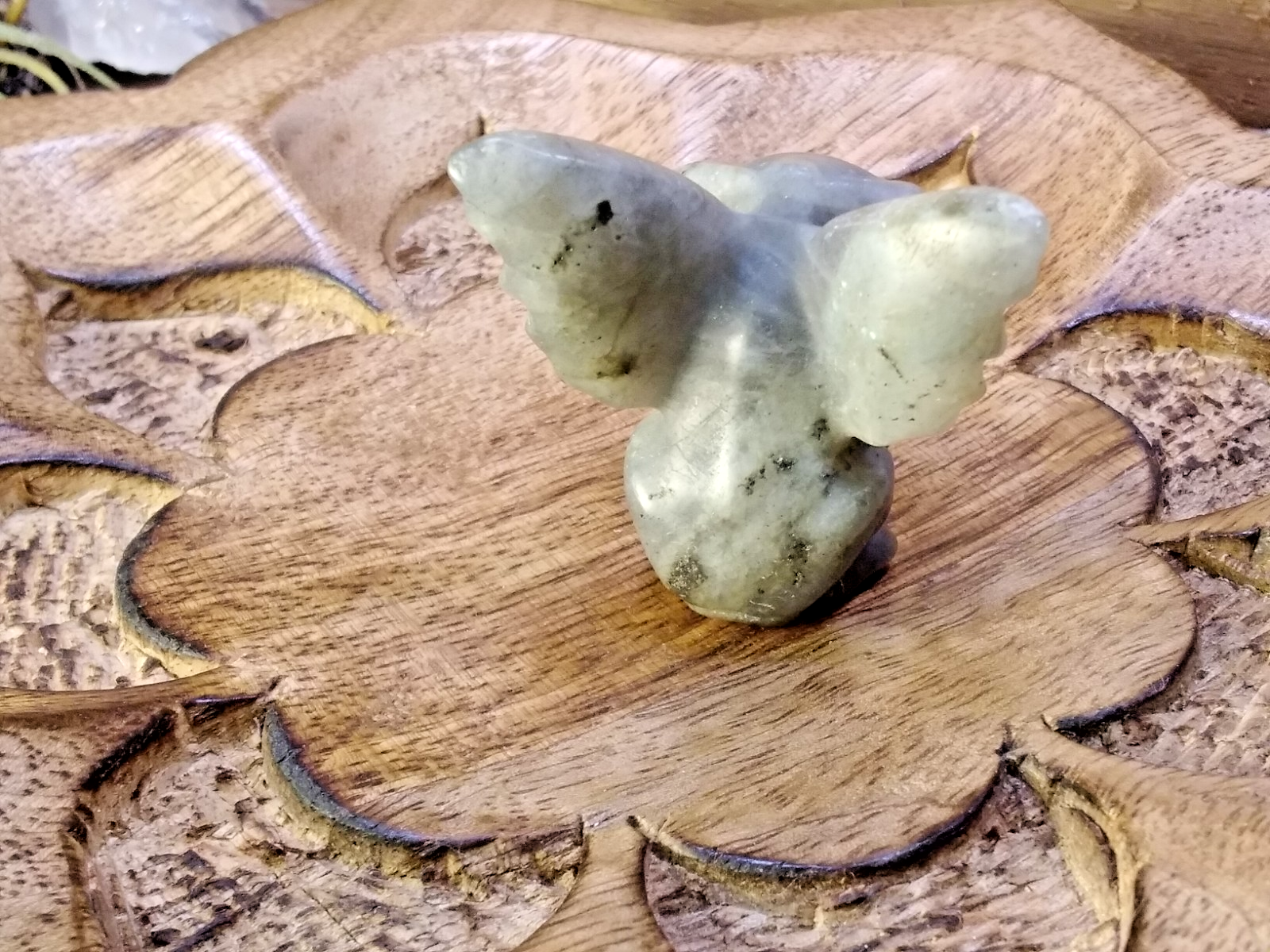 2" Natural Labradorite Gargoyle Skull Hand Carved Crystal Protection • Intuition