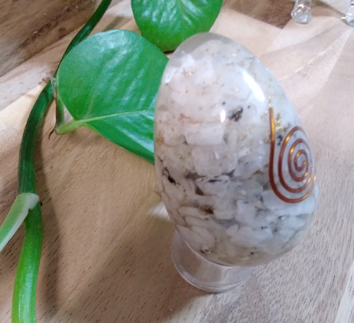 Moonstone Orgonite Egg ~ Energy Crystal ~ Gemstone ~ Intuition & Calm ~ Balance