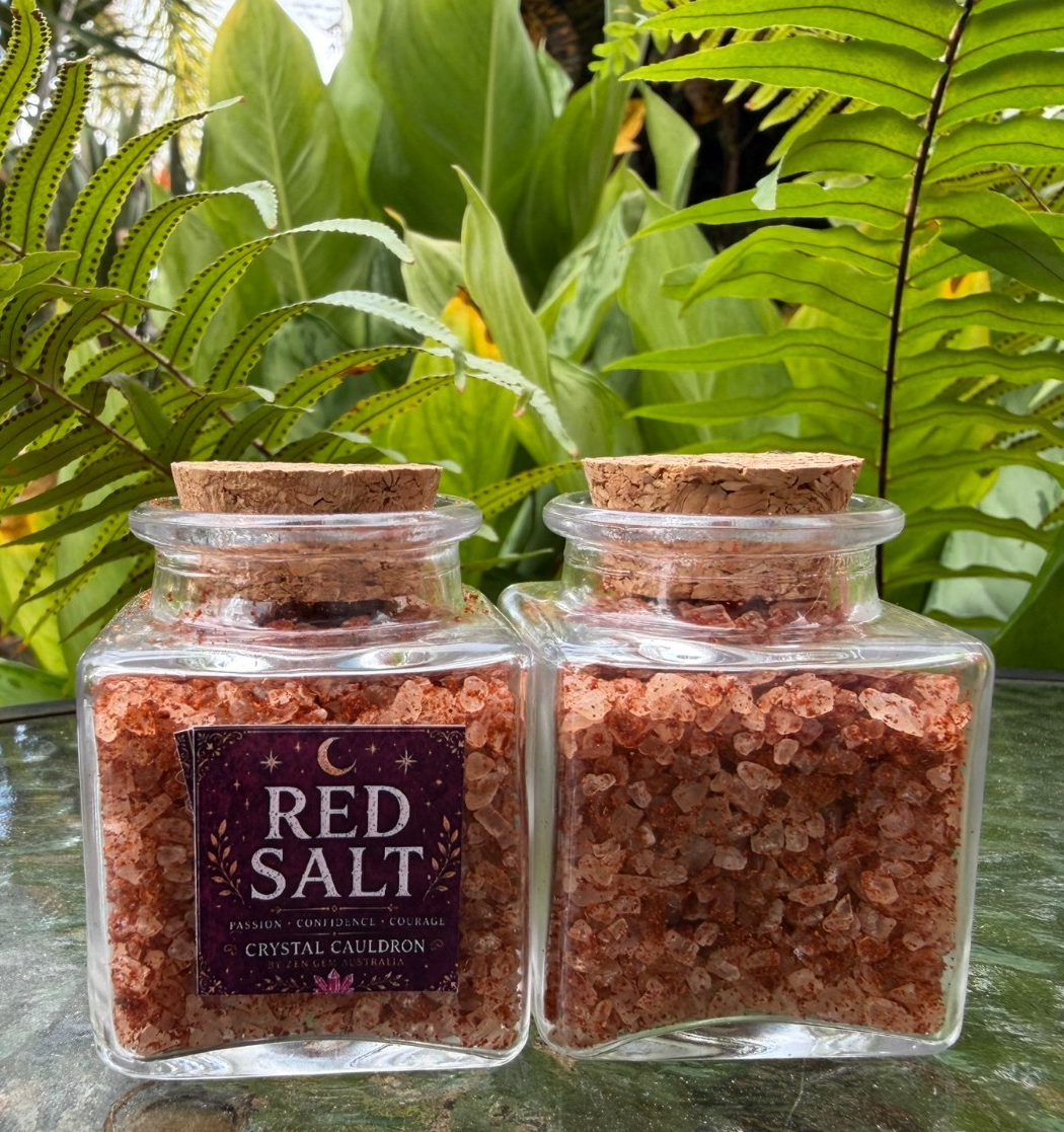 Mini Red Rock Ritual Salt Bottle ~ Wicca Pagan Spell Jar Altar Magic Witchcraft