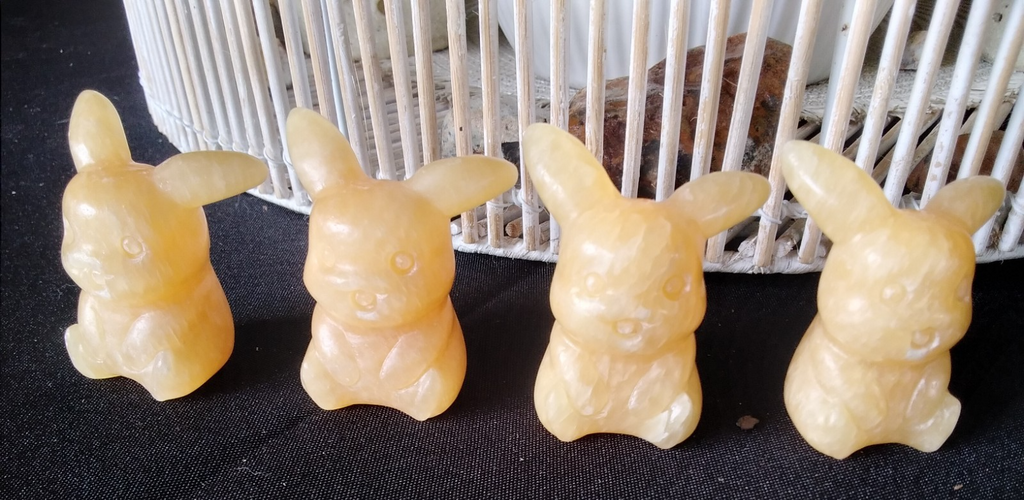 Orange Calcite Pikachu Carving – 5.5cm Crystal Figurine Joy • Confidence