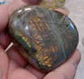 Labradorite Heart ~ Orange Flash ~ 124 g ~ Transformation ~ Protection ~ 8 x 6cm