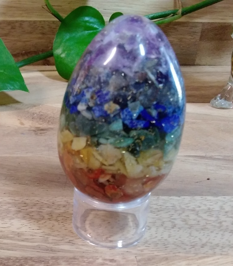 7 Chakra Orgonite Egg ~ Energy Balancing Crystal ~ Gemstone ~ Protect Harmonise