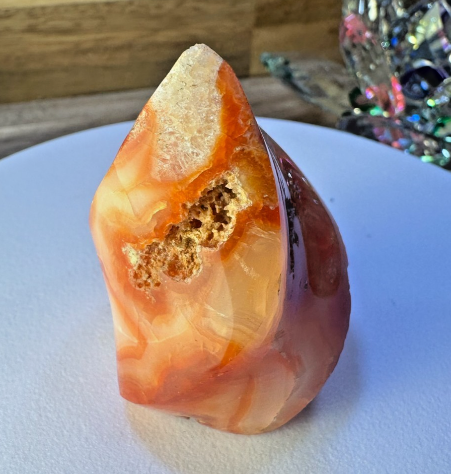 Carnelian Flame 55mm 75g Druzy Crystal Orange Polished Healing Stone