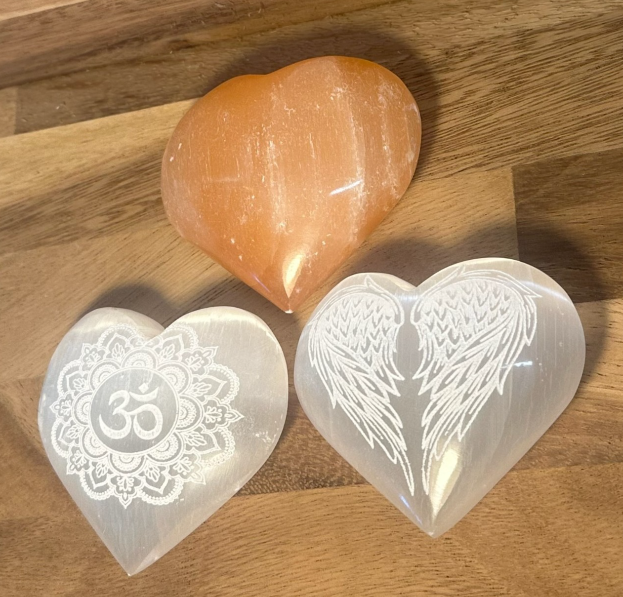Hand Carved Selenite Heart Crystal ~ Cleanse • Calm • Protect Your Space