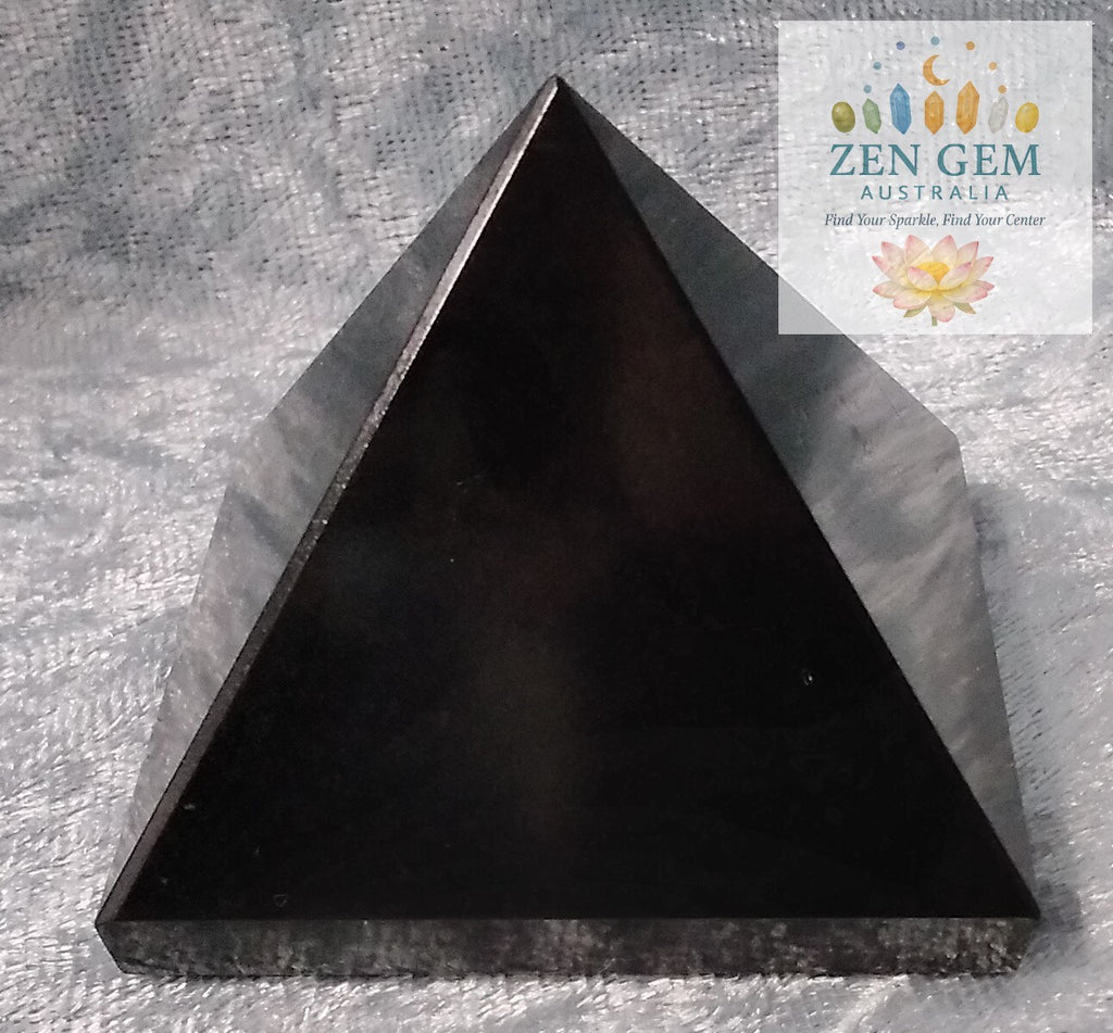 Black Agate Pyramid Crystal – Natural Polished Gemstone ~ Energy Stone 55mm x 50