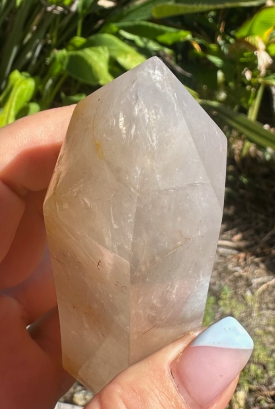 Blue Rose Quartz Tower Generator Crystal Point Healing Stone Natural Polished ~C