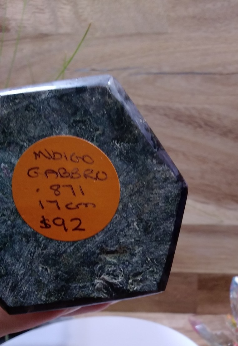 Indigo Gabbro Tower Crystal 17cm Mystic Merlinite Healing Stone Generator (B)