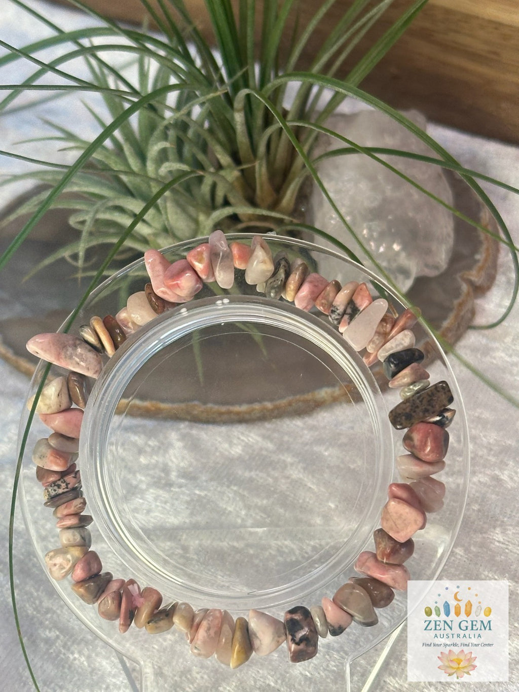 Rhodonite Bracelet – Elastic ~ Compassion • Emotional Healing • Balance