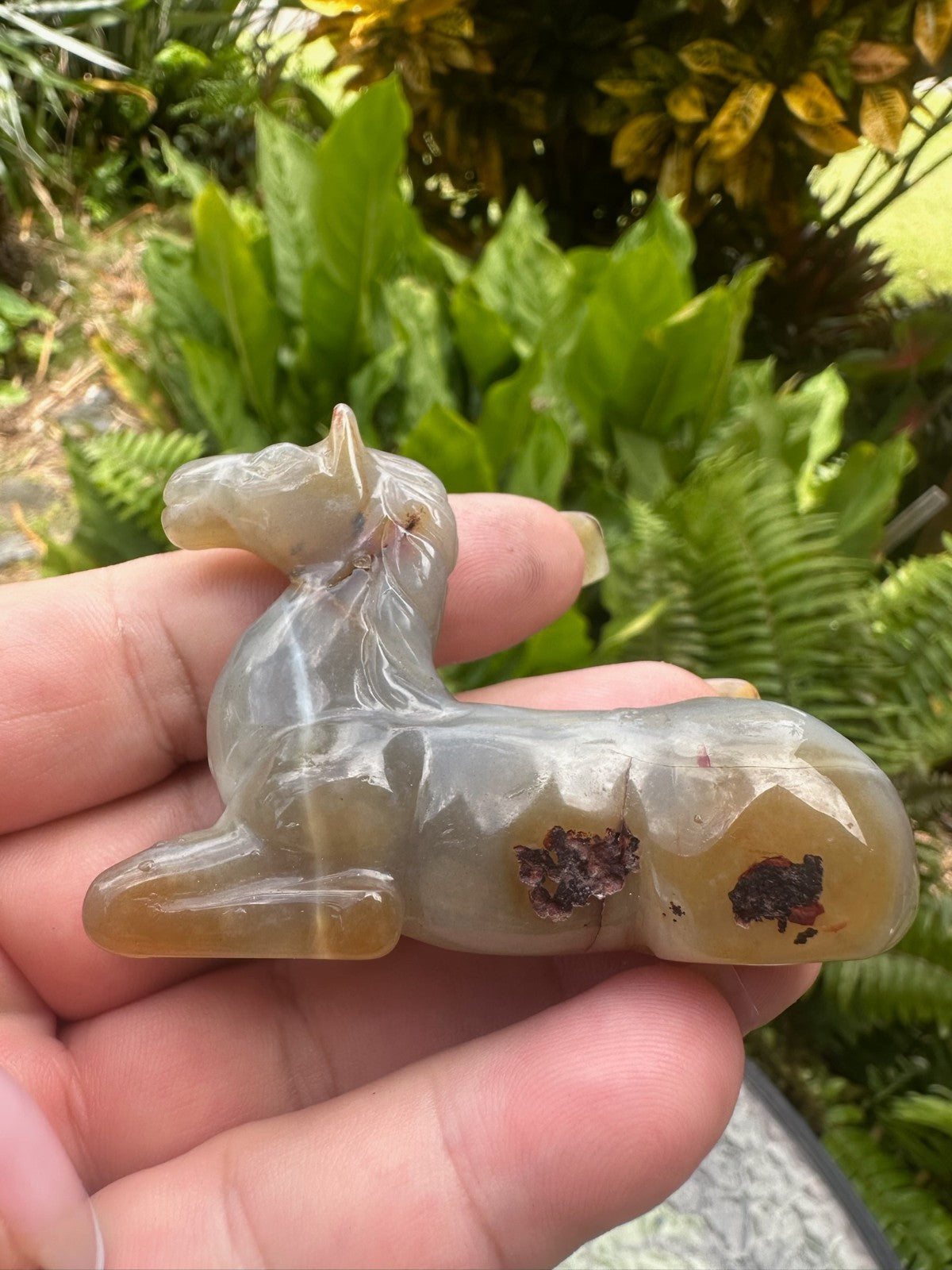 Agate Horse Carving ~ 7.5cm ~ Natural Crystal Horse Figurine ~ Animal Statue (B)