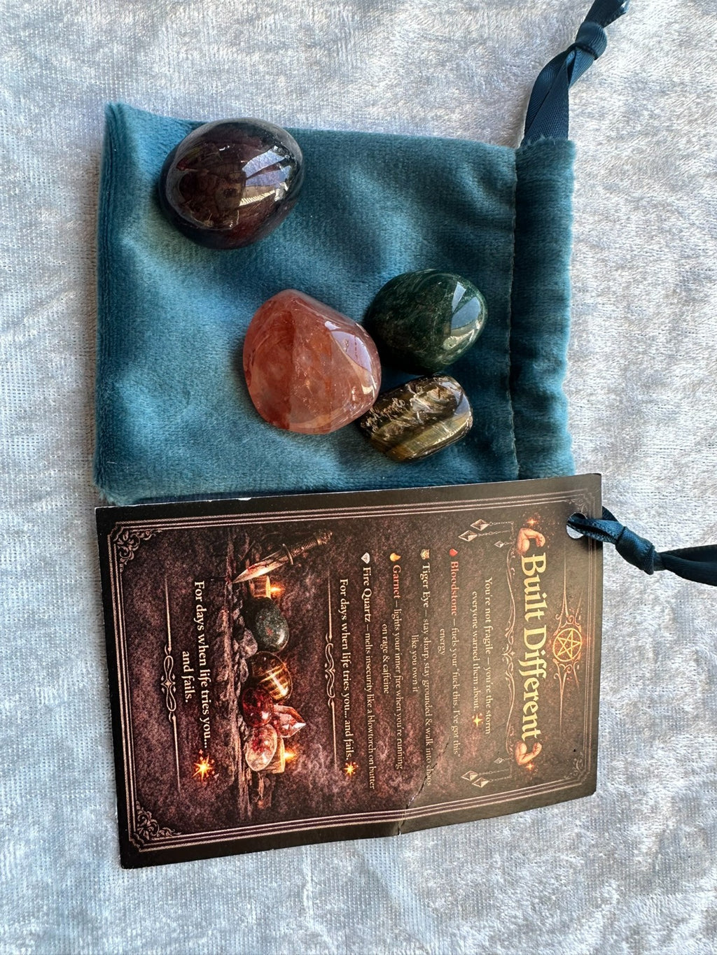 Built Different Crystal Kit ~ Bloodstone Tiger Eye Garnet Fire Quartz ~ Gift Set