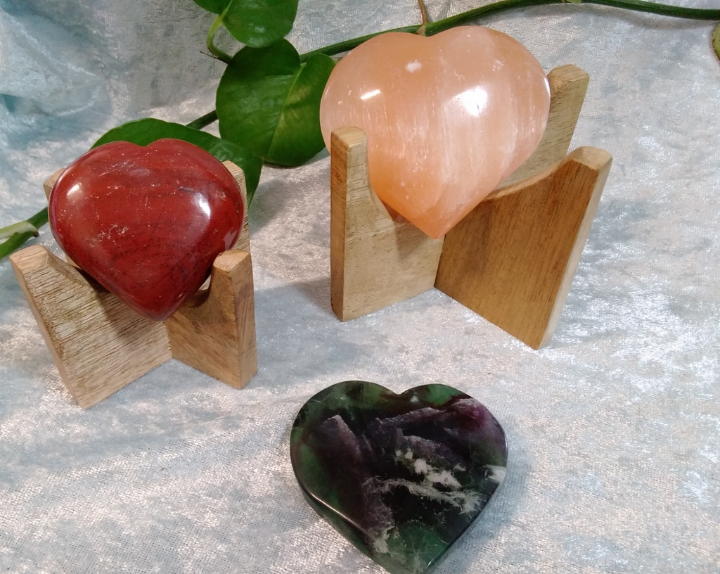 Wooden Heart Display Stand Med Crystal Heart Holder Display • Support • Honour