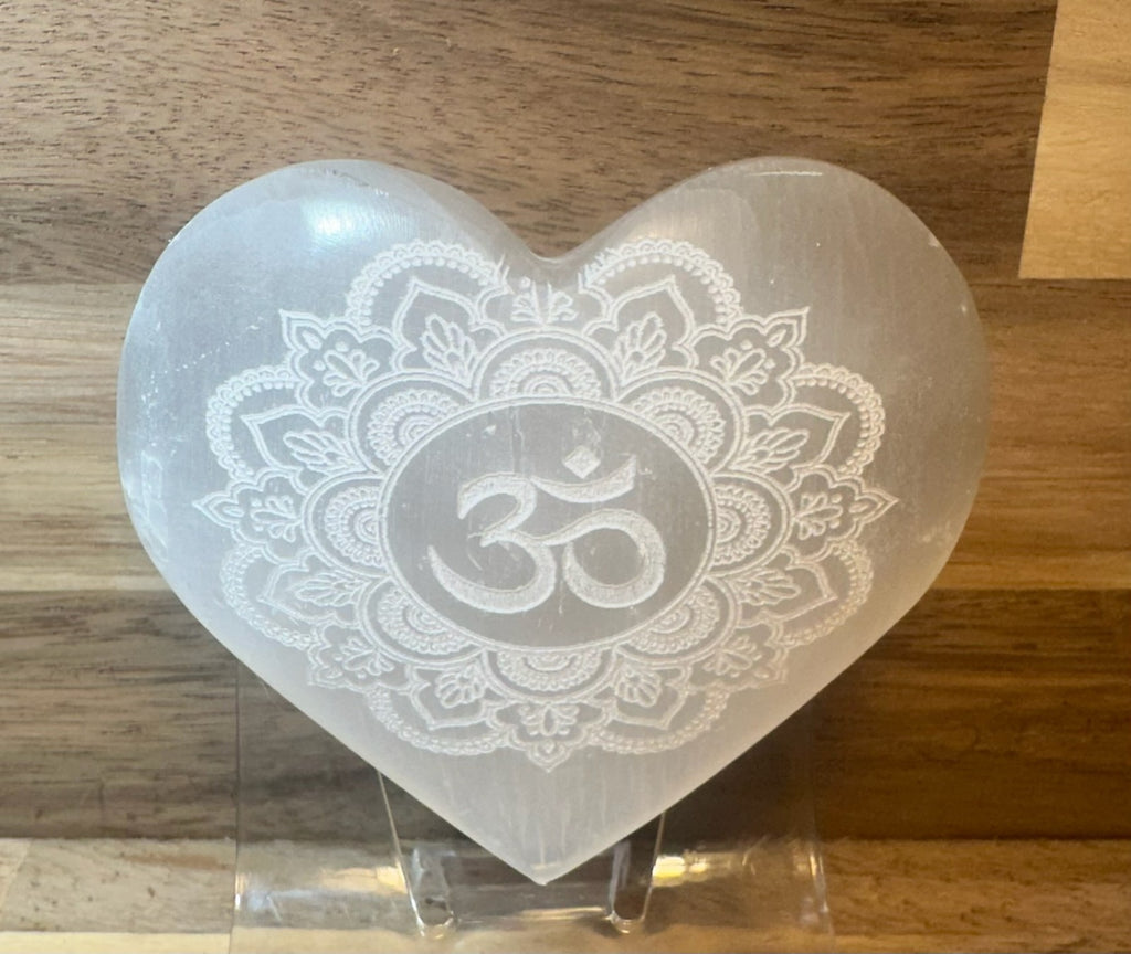 Hand Carved Selenite Heart Crystal ~ Cleanse • Calm • Protect Your Space