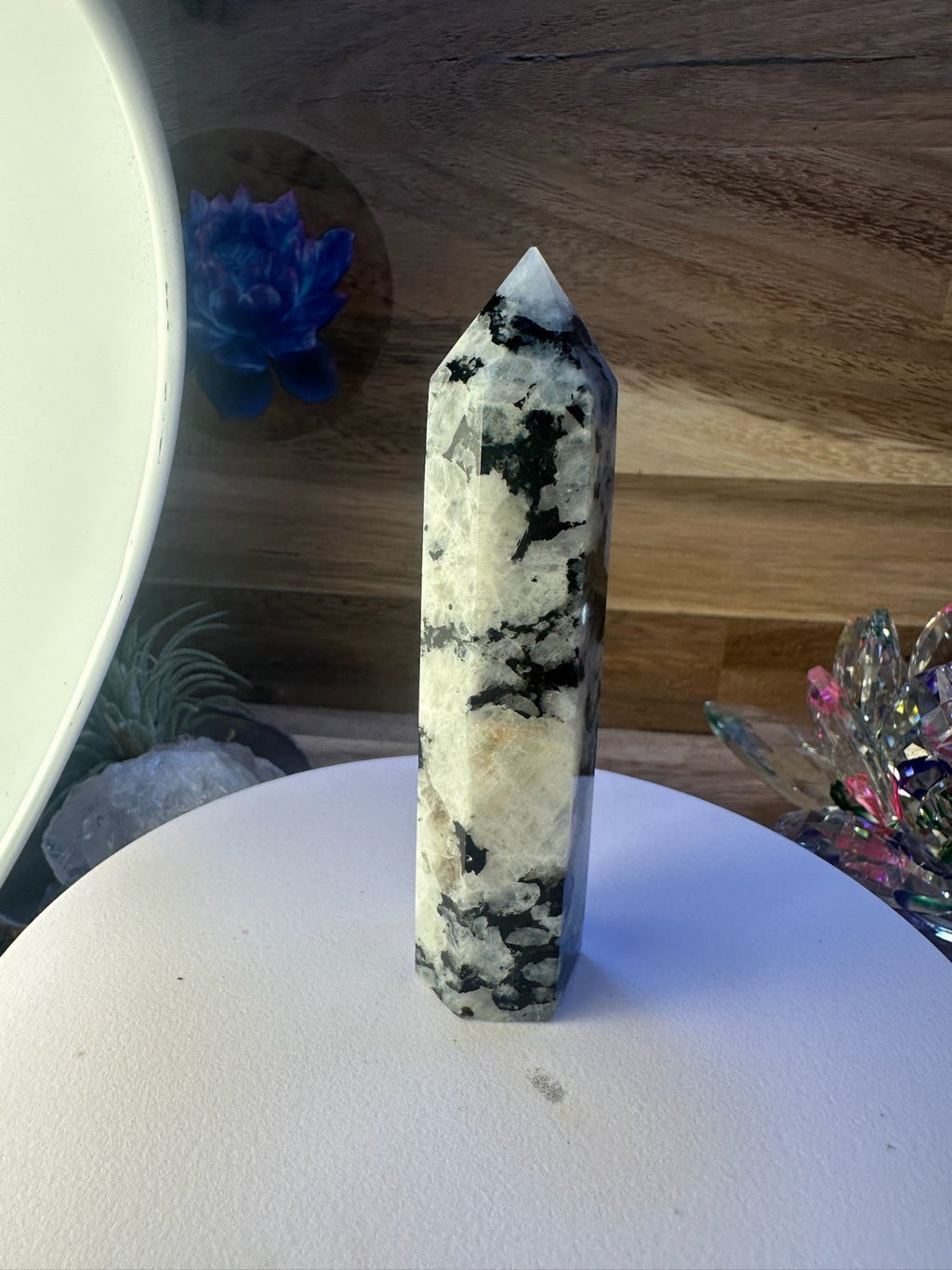 Rainbow Moonstone Tower – Polished Obelisk Intuition • Divine Feminine 9.5 mm