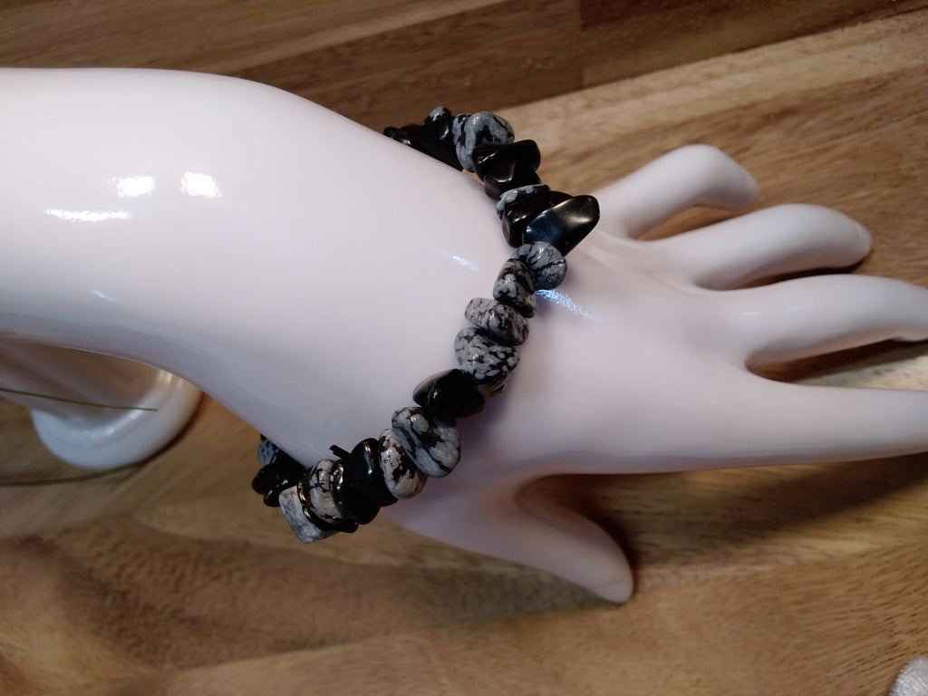 Snowflake Obsidian Bracelet – Elastic ~ Protection • Balance • Grounding