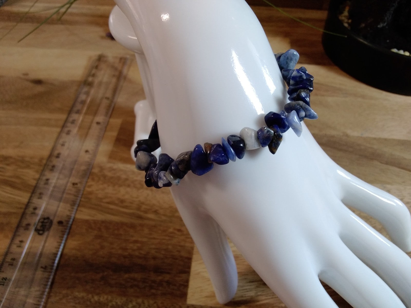 Sodalite Crystal Chip Bracelet – Elastic ~ Clarity • Truth • Calm Communication