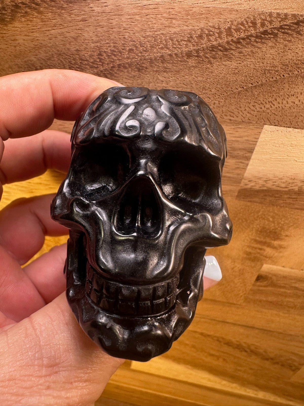 Mexican Lace Agate Skull Carving – 330g Transformation • Strength • Protection •