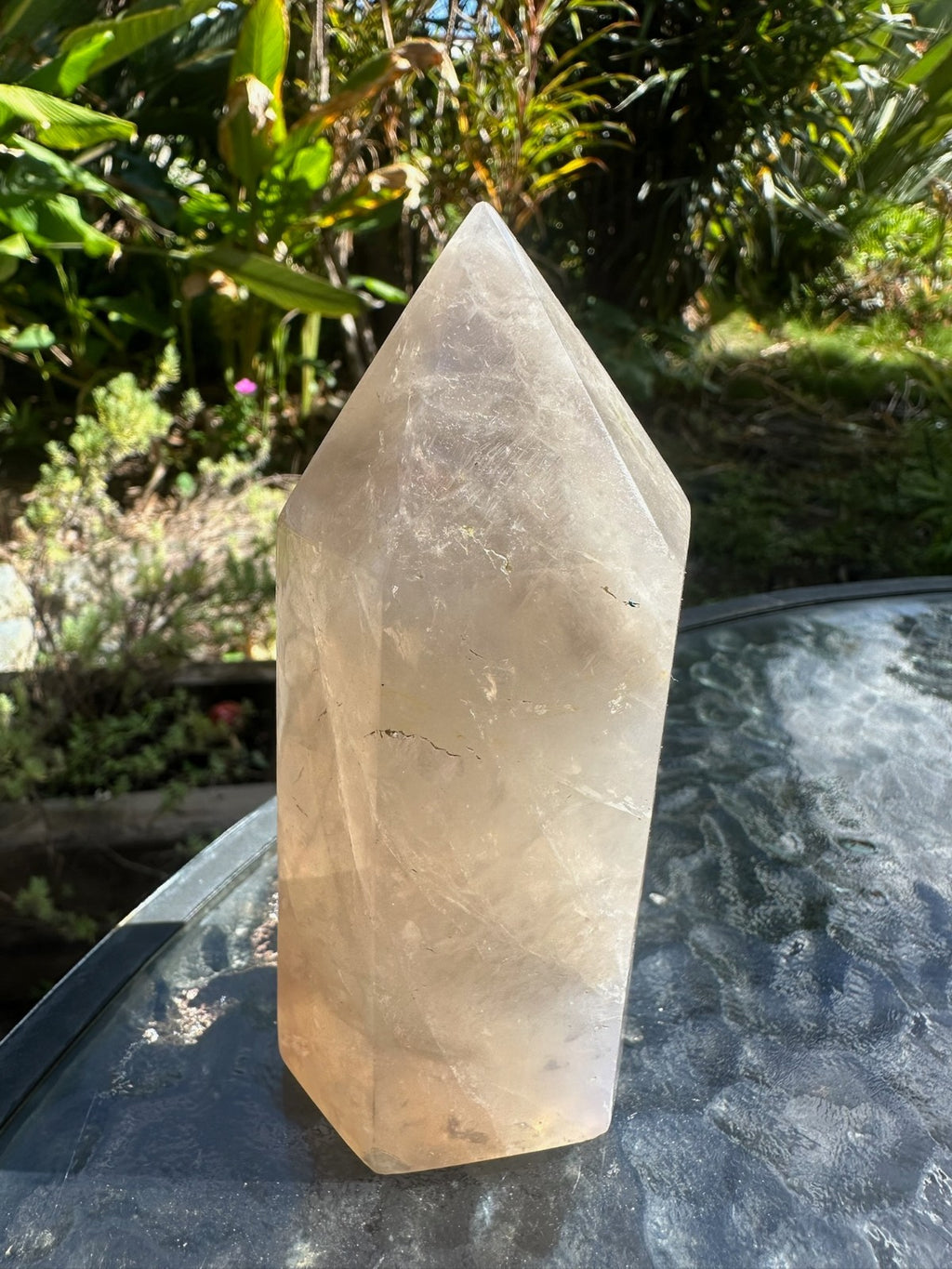 Blue Rose Quartz Tower Generator Crystal Point Healing Stone Natural Polished ~E