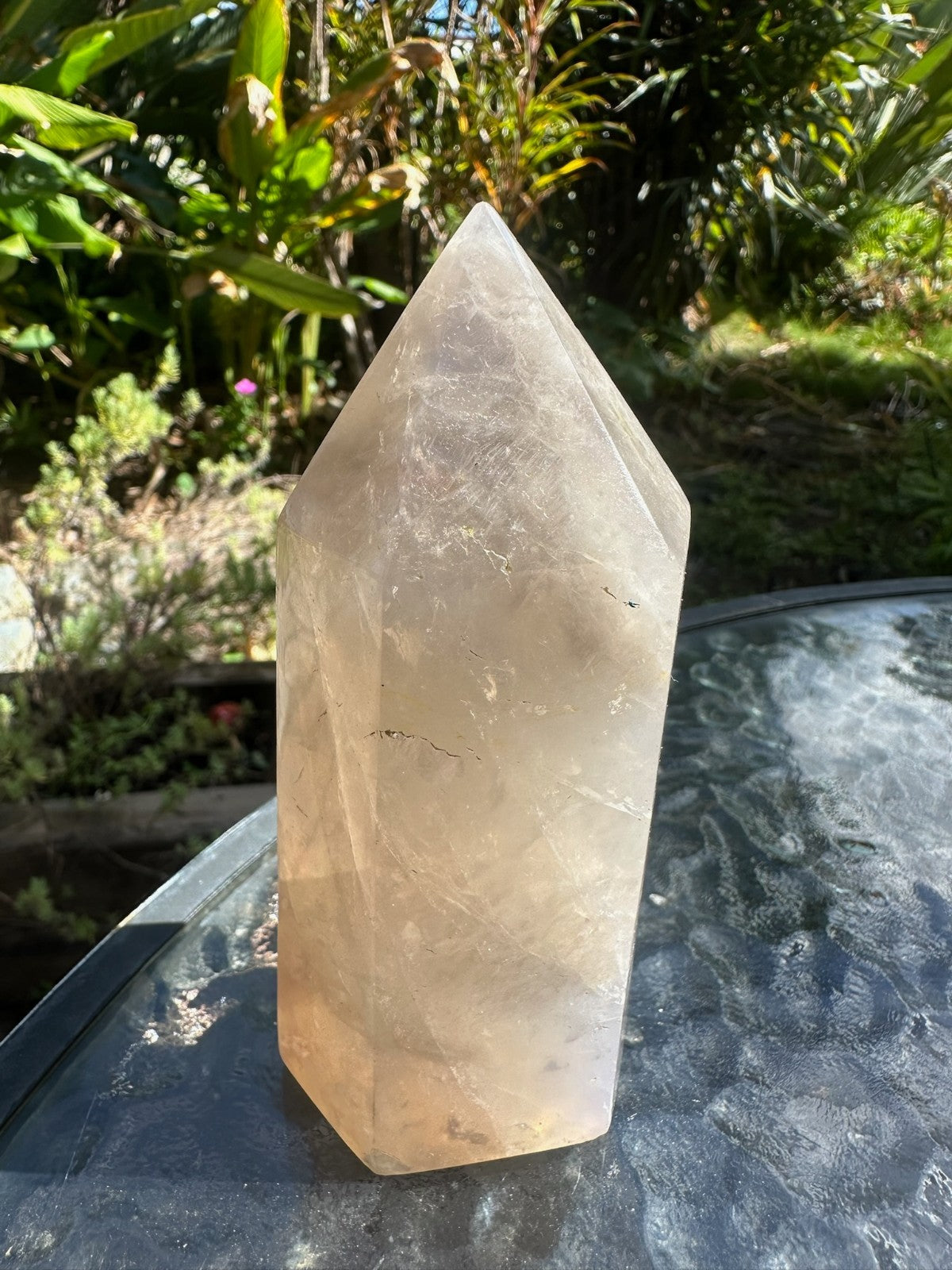 Blue Rose Quartz Tower Generator Crystal Point Healing Stone Natural Polished ~E