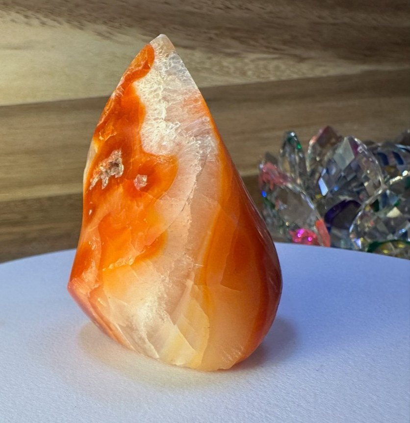 Carnelian Flame 55mm 75g Druzy Crystal Orange Polished Healing Stone