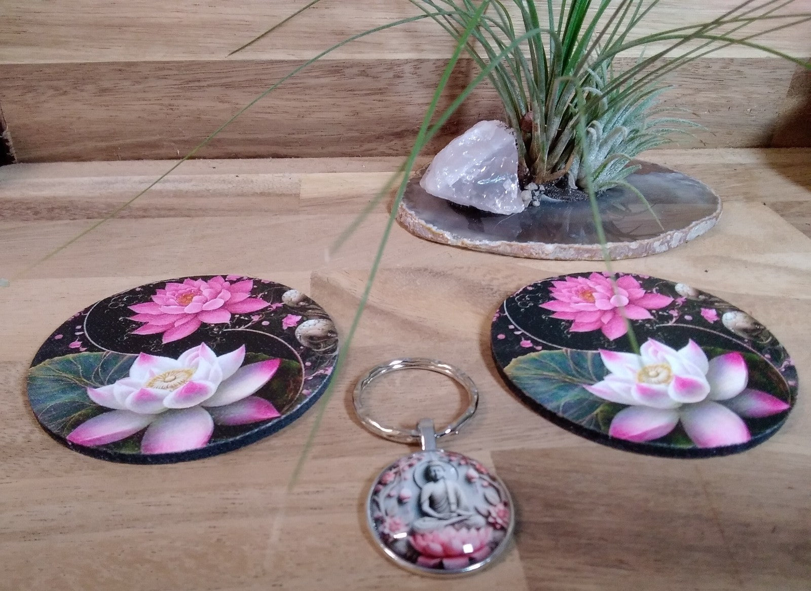 Boho & Lotus designs Neoprene Coasters Matching Keyring ~ Absorbent Cup Holder