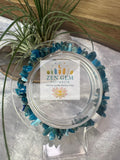 Blue Apatite Crystal Chip Bracelet – Elastic Stretch Focus • Motivation• Clarity