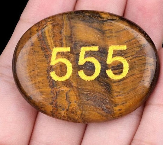 Engraved Angel Numbers Palm Stones, Spiritual Guidance Gift for Anxiety Relief,
