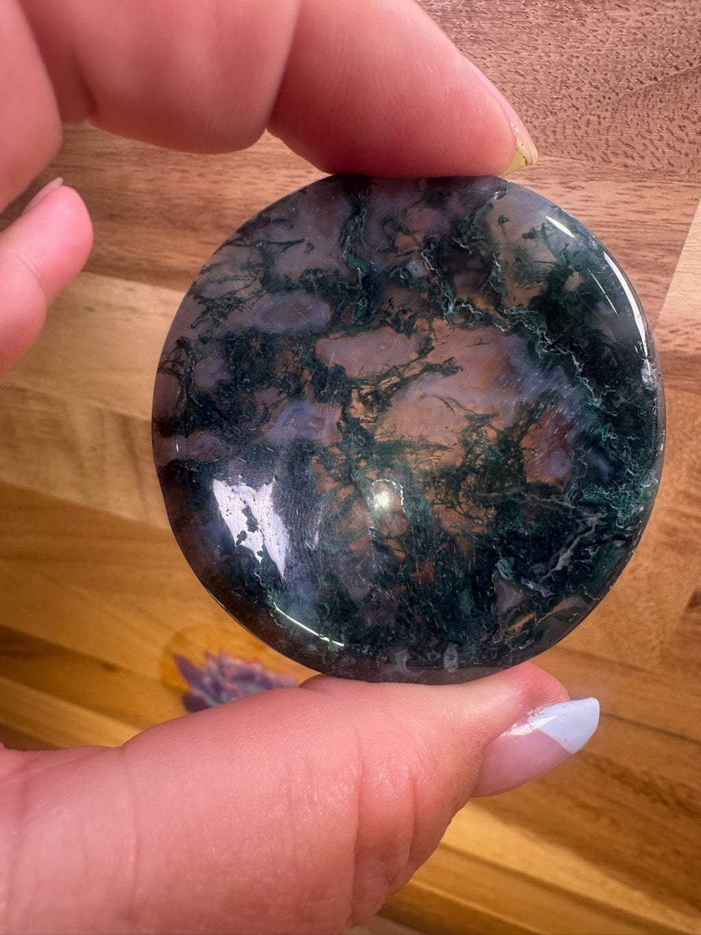 Moss Agate Bowl – 2 Inch Crystal Dish ~ Abundance • Growth • Grounding • (B)