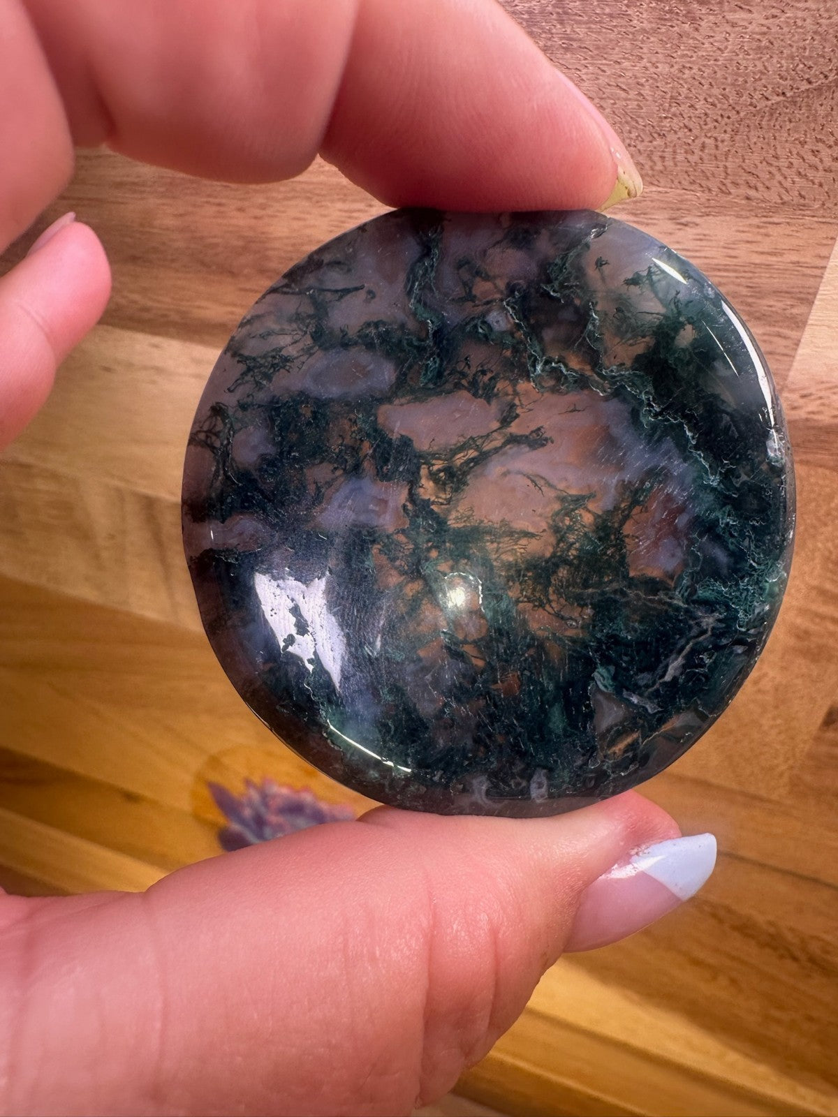 Moss Agate Bowl – 2 Inch Crystal Dish ~ Abundance • Growth • Grounding • (B)