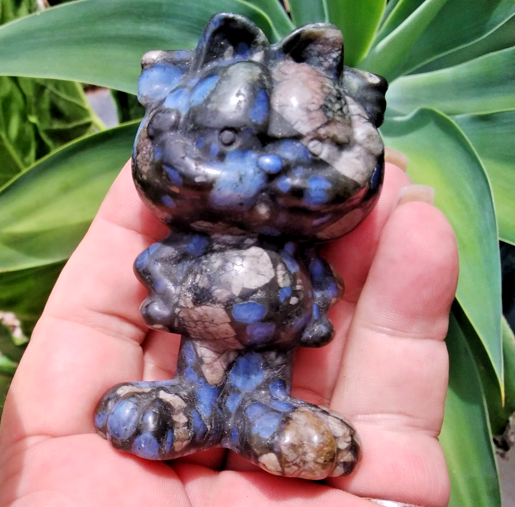 Natural Rhyolite Garfield Carving – Crystal Figurine Balance • Growth •