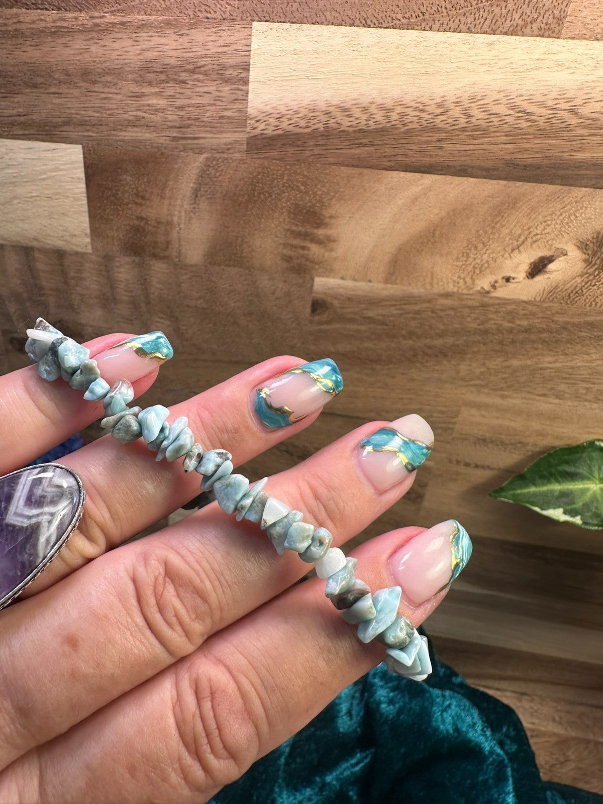 Larimer Crystal Chip Bracelet – Elastic ~ Calm • Serenity • Ocean Energy
