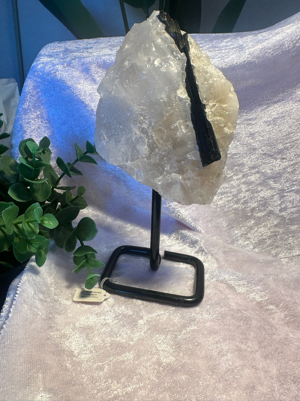 Stunning Black TOURMALINE with Quartz & Mica Matrix ~ on stand ~ From Brazil