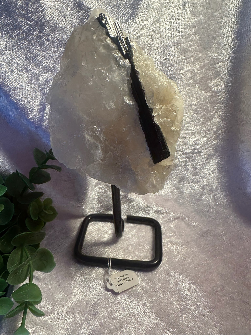 Stunning Black TOURMALINE with Quartz & Mica Matrix ~ on stand ~ From Brazil