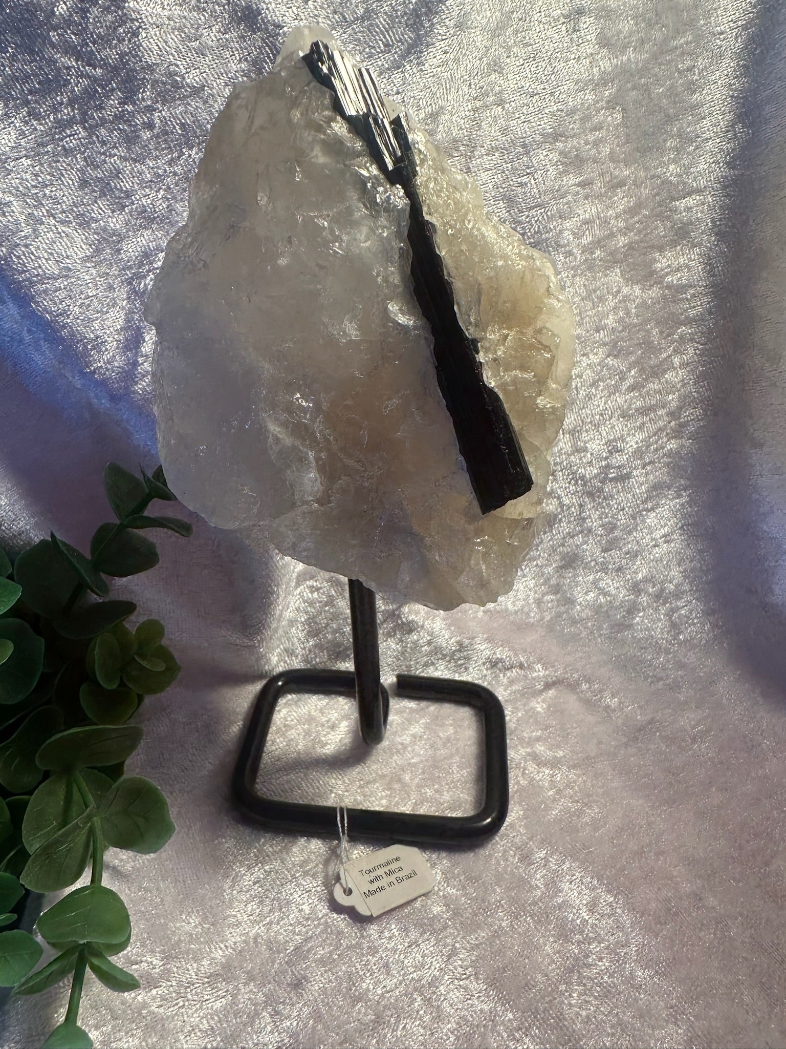 Stunning Black TOURMALINE with Quartz & Mica Matrix ~ on stand ~ From Brazil