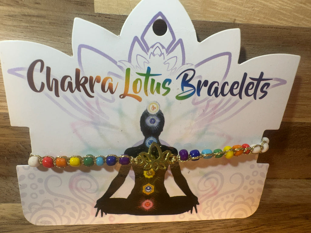 Chakra Lotus Bracelet 7 Chakra Beads ~ Lotus Charm ~ 2 designs