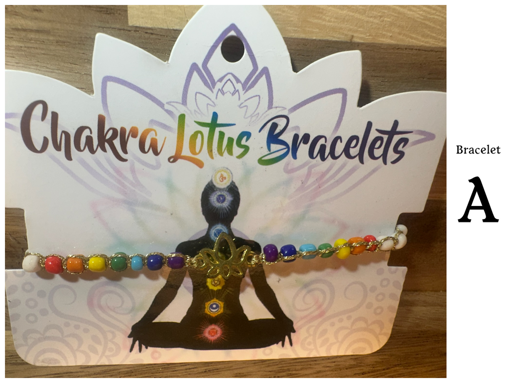 Chakra Lotus Bracelet 7 Chakra Beads ~ Lotus Charm ~ 2 designs