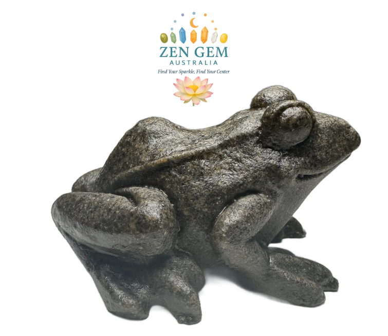 Natural Crystal Mineral Specimen Quartzite ~ Hand-carved FROG Statue