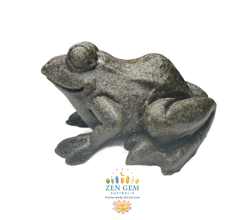 Natural Crystal Mineral Specimen Quartzite ~ Hand-carved FROG Statue