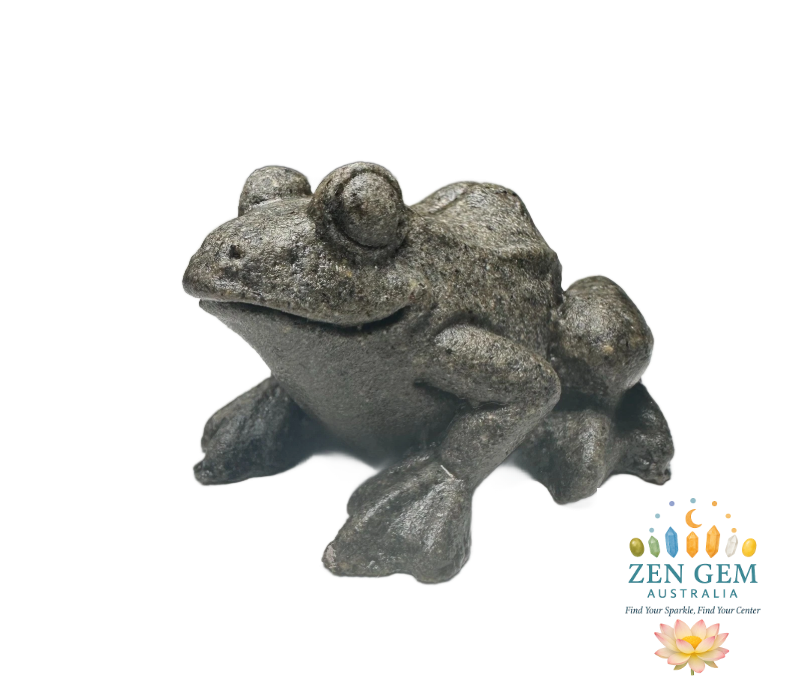Natural Crystal Mineral Specimen Quartzite ~ Hand-carved FROG Statue