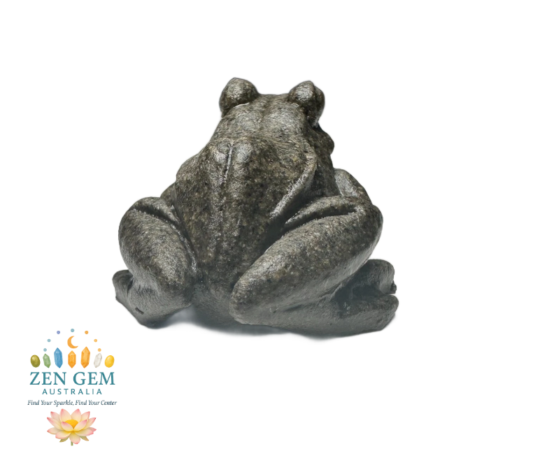 Natural Crystal Mineral Specimen Quartzite ~ Hand-carved FROG Statue