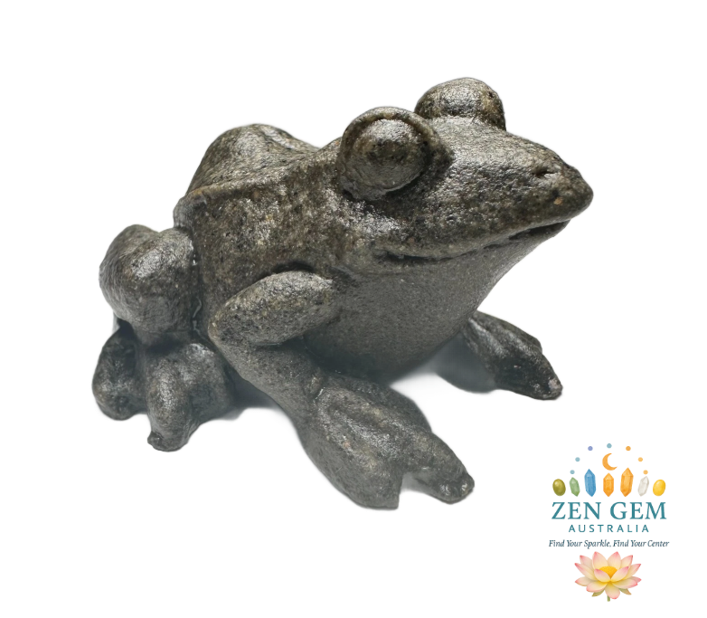 Natural Crystal Mineral Specimen Quartzite ~ Hand-carved FROG Statue