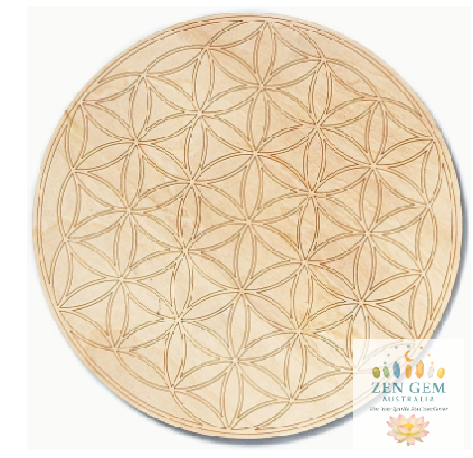 Crystal Gemstone Grid ~ Wood Single-Sided Lattice Engraved Altar Decorative Tray